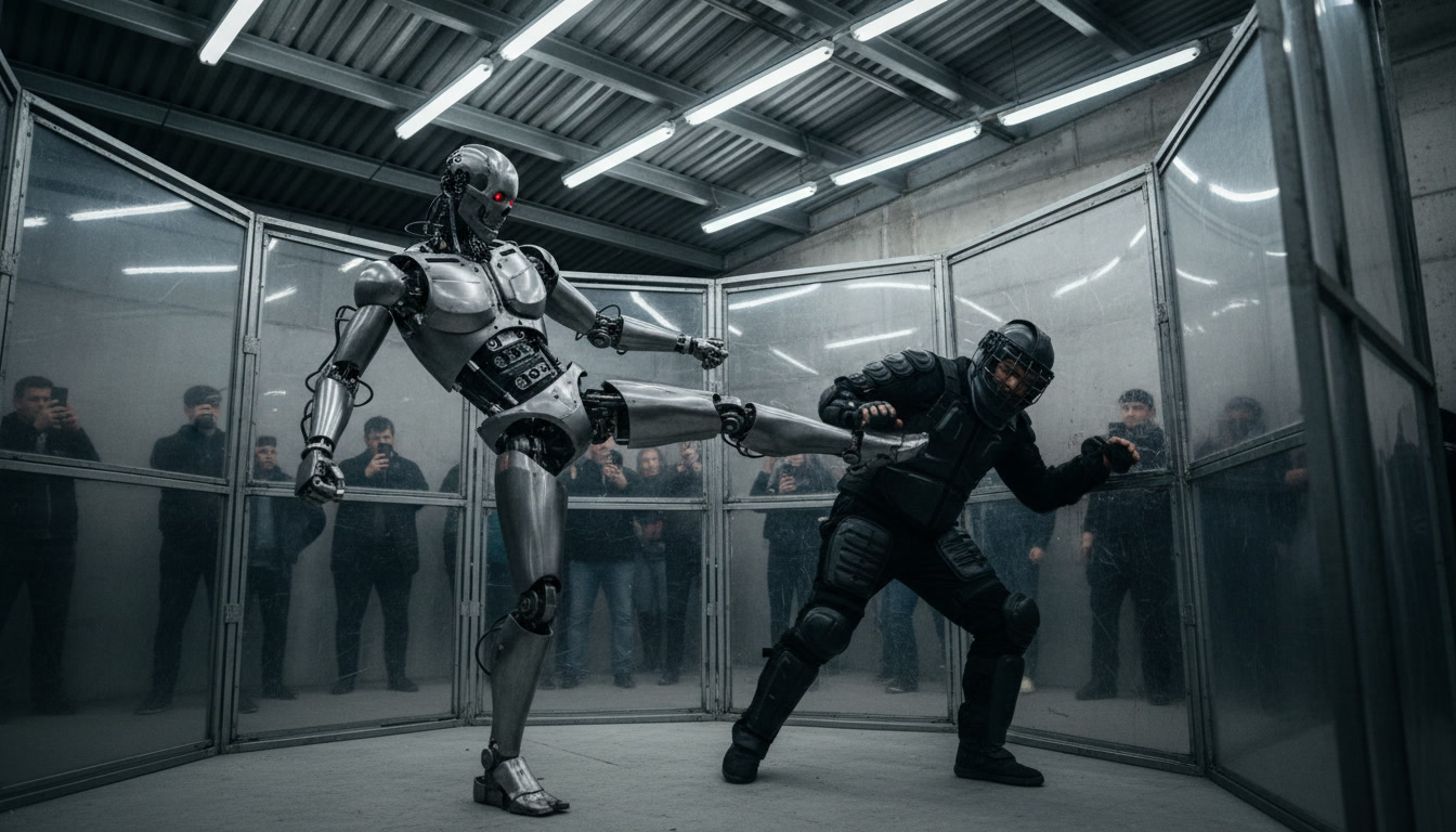 A Six-Foot Robot Kicked an Influencer Across a Cage — and a Man in a VR Headset Threw the Kick
