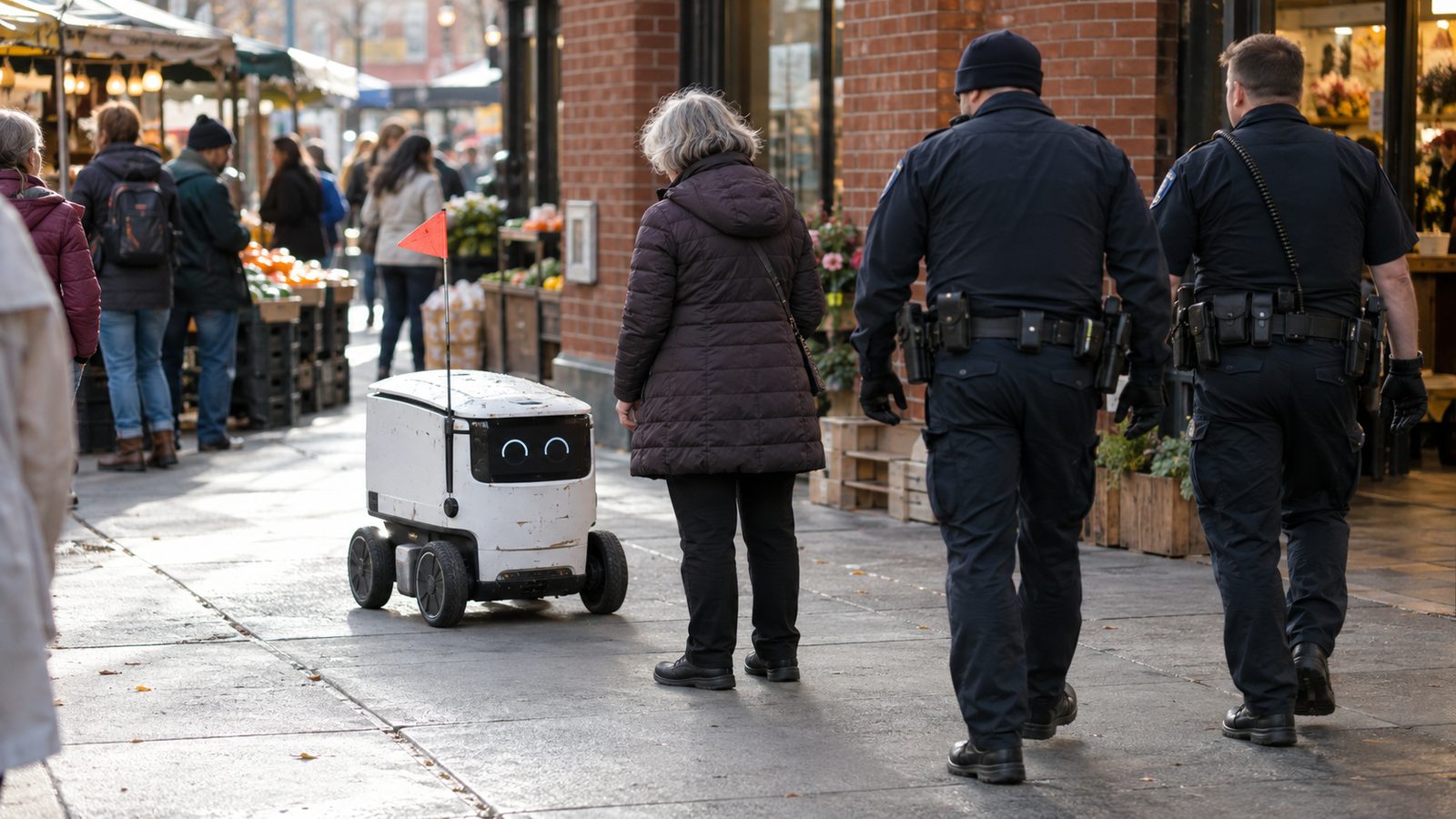 A woman blocked a delivery robot in Philadelphia. The police arrested her.