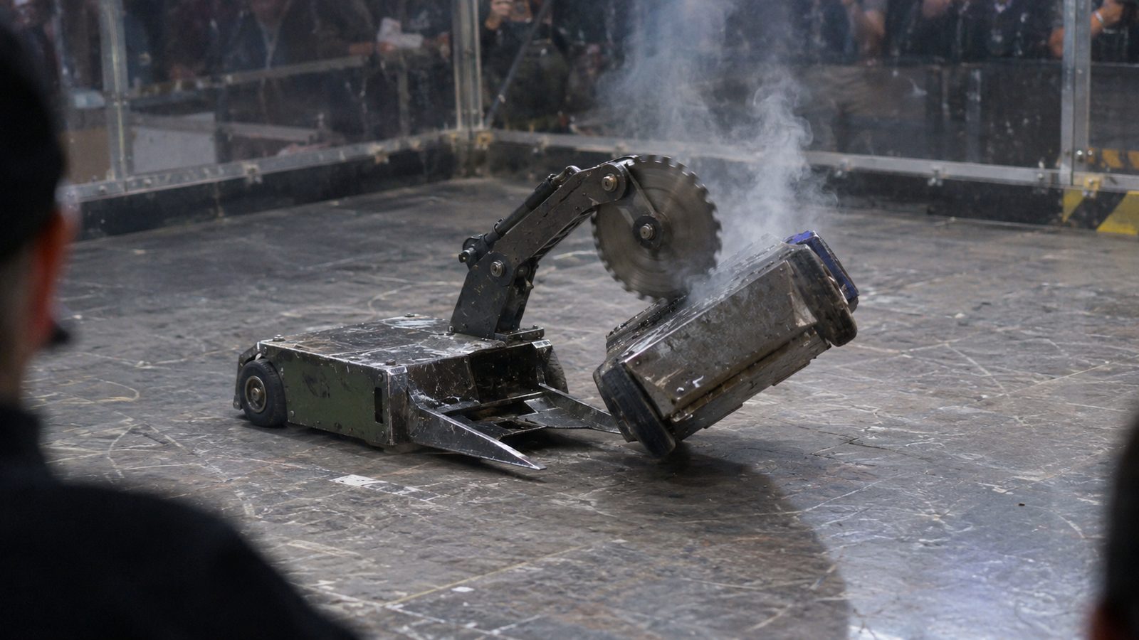 Watch a Combat Robot Saw Straight Into Its Rival’s Battery